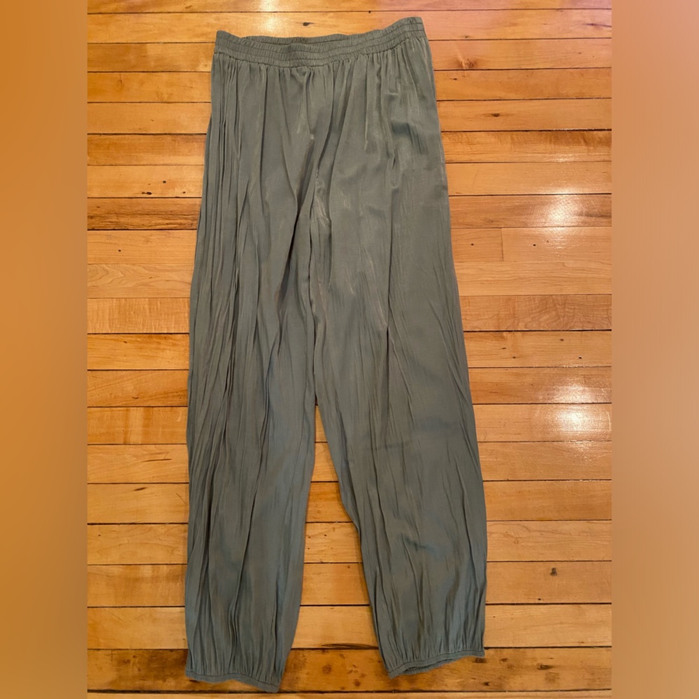 Classic Confidence Olive Green Satin Joggers